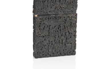 A carved tortoiseshell card case Early 19th Century