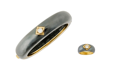 A diamond bangle and ring