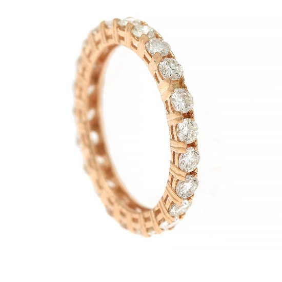 A diamond eternity ring set with numerous brilliant-cut diamonds totalling app. 1.75 ct., mounted in 14k gold. Size 55.