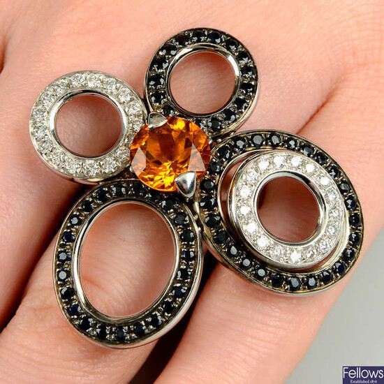 A diamond, sapphire and citrine ring, by Gavello.