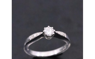 A diamond solitaire ring in 18ct gold estimated weight of di...