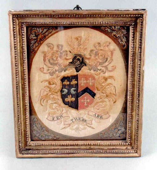 A fine scarce needlework coat of arms - c. 1750
