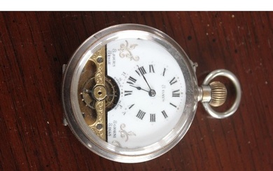 A gent's open faced keyless wound pocket watch of Hebdomas s...