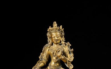 A gilt-copper alloy figure of Tara, Ming dynasty, mid to late 15th century