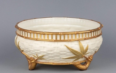 A large Royal Worcester porcelain bamboo bowl, 4 3/4 x 10 in. (12.07 x 25.40 cm.)
