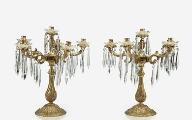 A large pair of Louis XV style gilt-bronze and cut