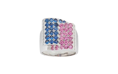 A multi-coloured sapphire and diamond dress ring