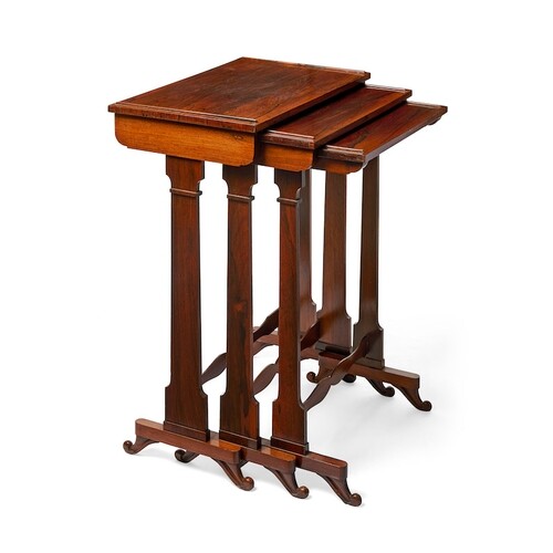 A nest of three William IV rosewood occasional tables by Wil...