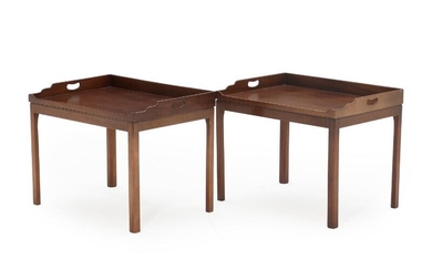 A pair of 20th century English mahogany tray tables. H. 56. L....
