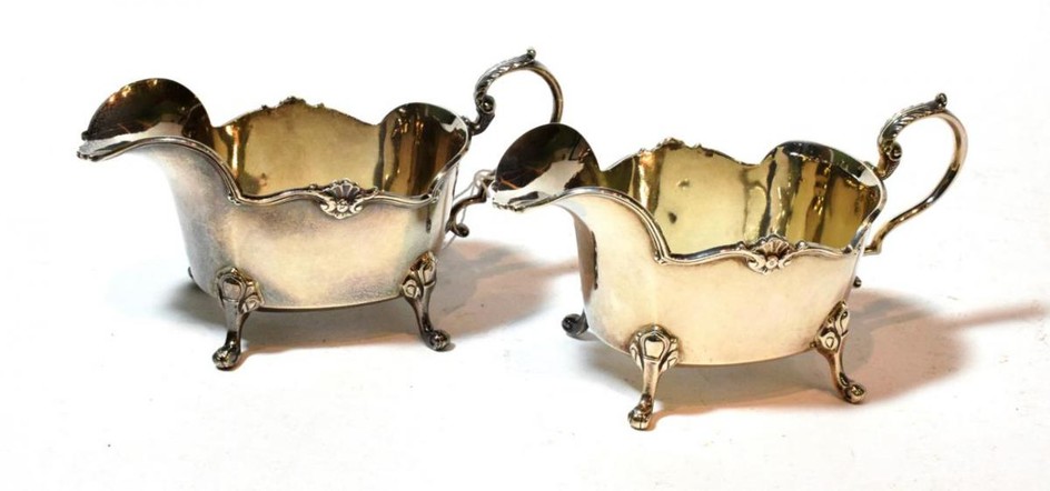 A pair of George V silver sauceboats, by Manoah Rhodes...