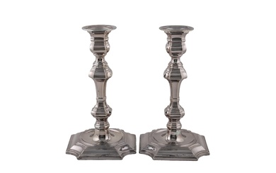 A pair of Spanish silver candlesticks by Duran