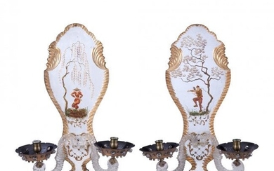 A pair of Venetian painted and parcel-gilt resin two