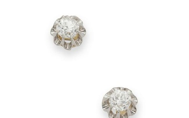 A pair of diamond stud earrings