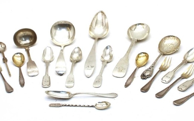 A quantity of low grade silver and white metal flatware