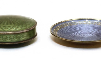 A silver and enamelled pill box and cover