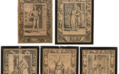 A small collection of five copper engravings with the