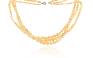 A three-row opal bead necklace