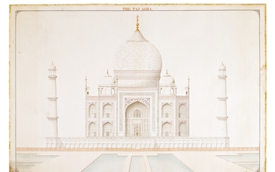 A view of the Taj Mahal, signed by Qudratullah, Company School, Lucknow, dated 15 February 1880