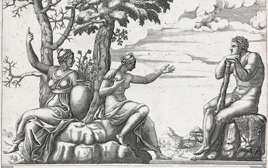 ADAMO GHISI (after Giulio Romano), Hercules at the Crossroads.