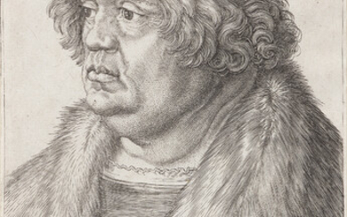 ALBRECHT DÜRER Willibald Pirckheimer. Engraving, 1524. 180x112 mm; 7 1/8x4 3/8 inches. A...