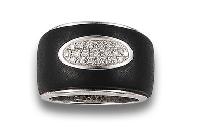 ALESSANDRO FANFANI RING IN WHITE GOLD, RUBBER AND DIAMONDS