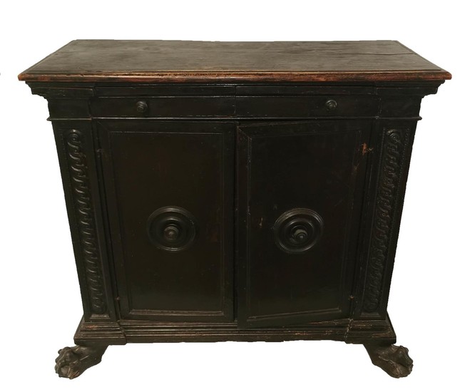 AN 18TH CENTURY SPANISH WALNUT SIDE CABINET With two frieze ...
