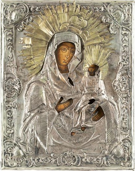 AN ICON SHOWING THE SMOLENSKAYA MOTHER OF GOD WITH