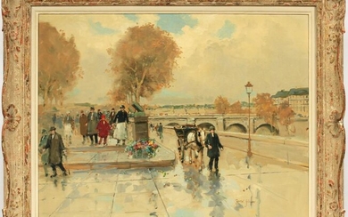 ANDRE GISSON OIL ON CANVAS, FALL ON THE SEINE