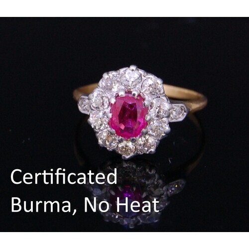 ANTIQUE PINK SAPPHIRE AND DIAMOND CLUSTER RING, set with a c...