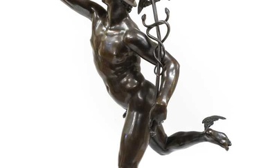 After Giambologna (1529-1608): A Bronze Figure of Mercury, with winged...