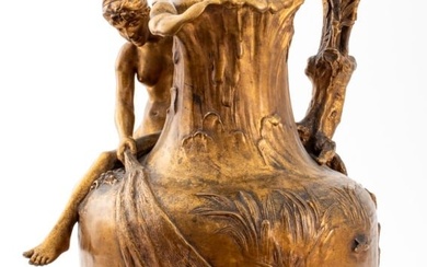 Alexandre Vibert Art Nouveau Gilt Bronze Pitcher