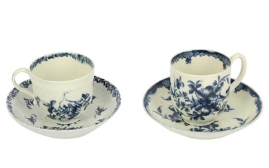 An 18th century Worcester porcelain blue and white cup and saucer, circa. 1765