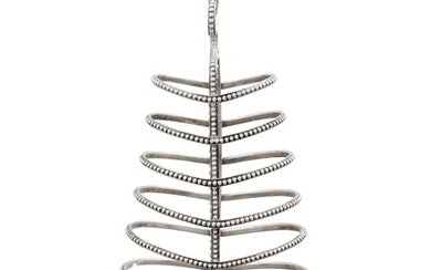An American antique silver-plated toast rack in the Gothic style, Ball, Black & Co, New York, circa 1860