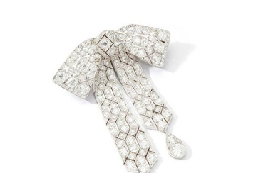 An Art Deco diamond bow brooch, circa 1925