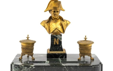 An Empire Style Gilt-Bronze and Marble Encrier