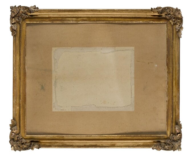 An English Gilded Composition Regence Style Glazed Watercolour Frame, mid-late 19th century, with cavetto sight, plain frieze, the hollow with scrollwork cartouche corners in high relief, 41.5 x 52 cm. (sight).