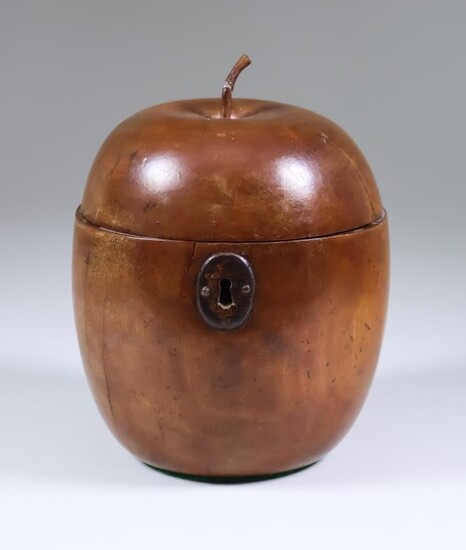 An English Sycamore Tea Caddy of Apple Form, Late...