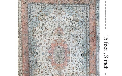 An Exquisite Iran Persian Tabriz Shirfar Silk & Wool Rug, Signed