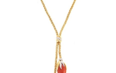 An Impressive 18K Diamond & Coral Necklace