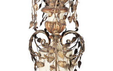 An Italian gilt-metal mounted parcel gilt and cream painted lamp