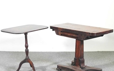 An early 19th century mahogany folding card table, 91cm wide,...