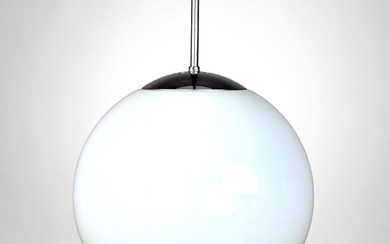 An opal glass ceiling pendant, chrome, Odreco lighting, mid 20th century, Denmark.