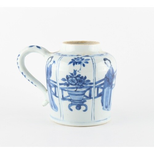 An unusual Chinese blue & white jar with single handle, Kang...