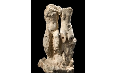 Antike Figurengruppe: Faun und Jüngling