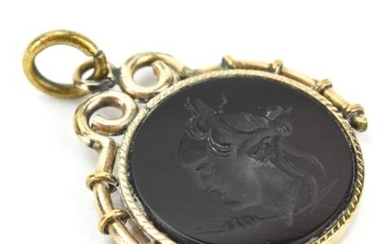 Antique 19th C Carnelian Intaglio Necklace Pendant.