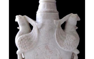 Antique Carved Soapstone Double Phoenix Vase