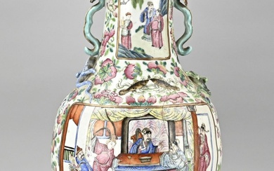 Antique Family Rose vase, H 59 cm.