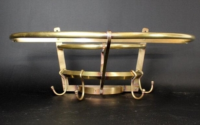 Antique French polished brass pot rack