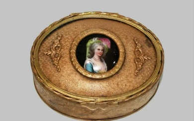 Antique Gilt Ormolu Portrait Miniature Jewelry Box