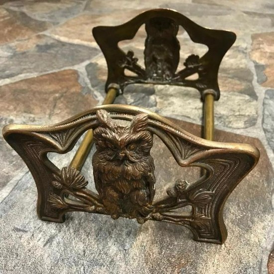 Antique H.L. Judd Art Nouveau Adjustable Owl Bookends
